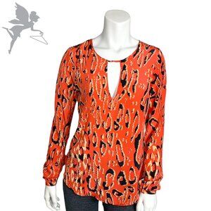 RORY BECA Silk keyhole longline leopard top